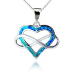 Sterling Silver Blue Opal Heart with Infinity Symbol Sterling Silver Blue Opal Heart with Infinity Symbol